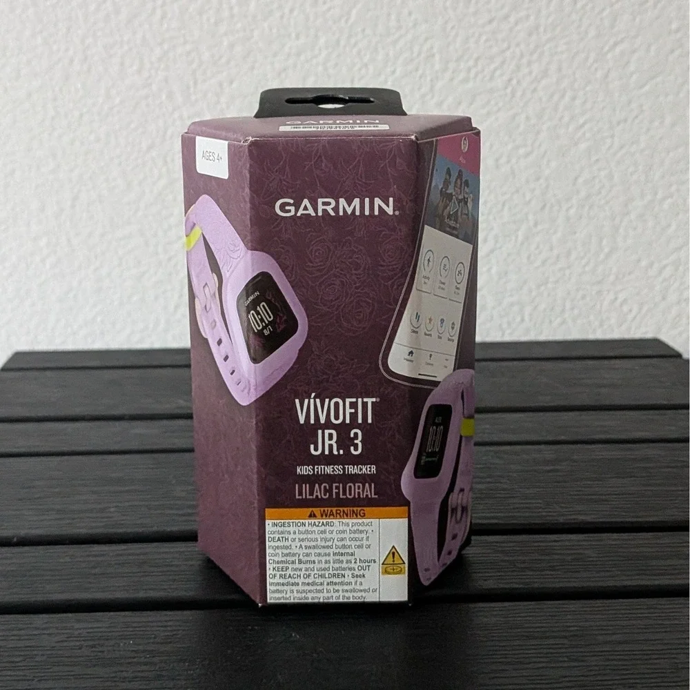 New Garmin Vivofit Jr. 3 Kids Fitness Tracker Walking Swimming Lilac Floral